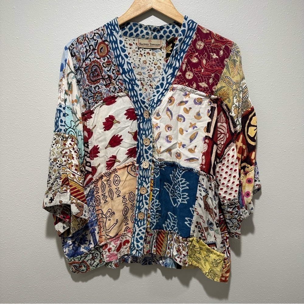 Sacred Threads Boho Patchwork Top - Picture 5 of 7